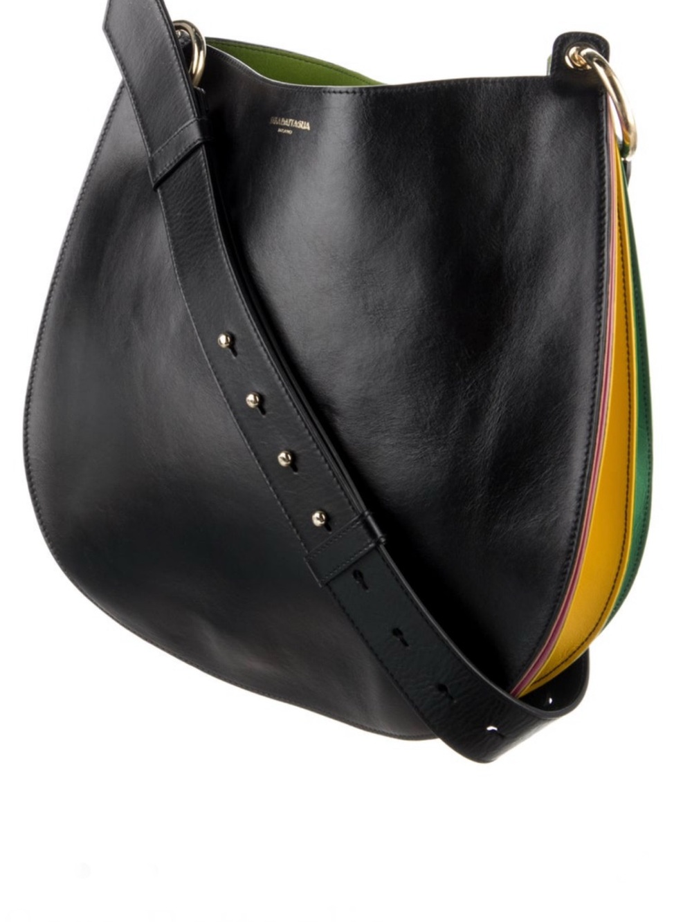 Sara Battaglia Black Leather Crescent Shoulder Bag